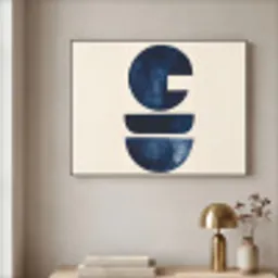 Vormen - Blauw - Abstract Textielframe zwart klein -sfeer2