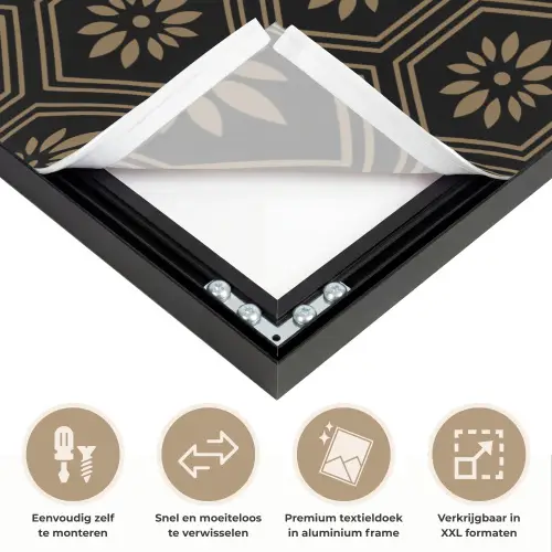 Bloemen - Goud - Hexagon Textielframe zwart klein 947 -USP_closeupNL