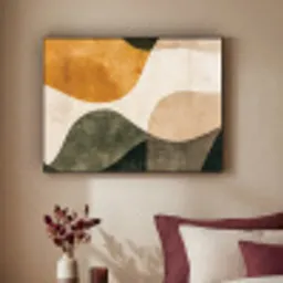 Vormen - Okergeel - Abstract Textielframe zwart klein -sfeer1