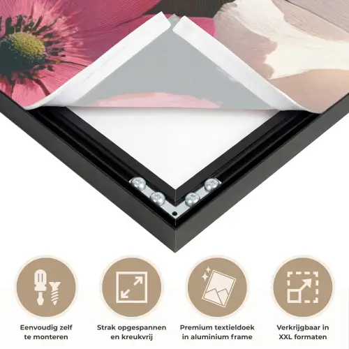 Bloemen - Kleurrijk - Bloei Textielframe zwart klein -USP_feed_closeupNL