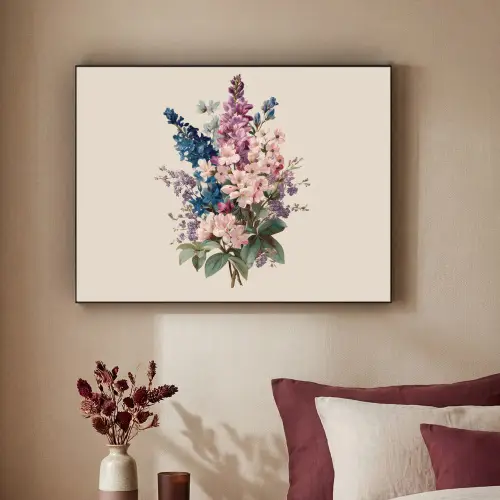 Boeket - Beige - Harmonieus - Subtiel Textielframe zwart klein -sfeer1