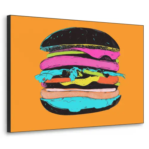 Hamburger - Kleurrijk - Speels Textielframe zwart klein -3d