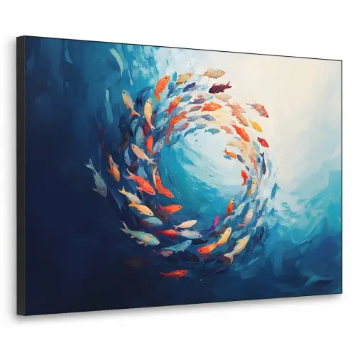 Zee - Vissen - Kleurrijk - Dynamisch Textielframe - compleet frame klein -3d