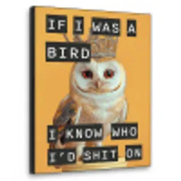 Geel - Uil - Vogel - Decoratie Textielframe zwart klein -3d