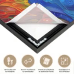 Boom - Zon - Verflook - Kleuren - Abstract Textielframe zwart klein -USP_closeupNL