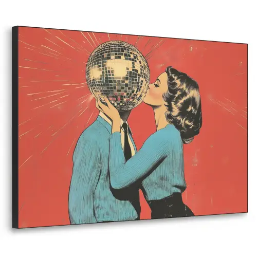 Vrouw - Retro - Discobal - Kus Textielframe - compleet frame klein -3d