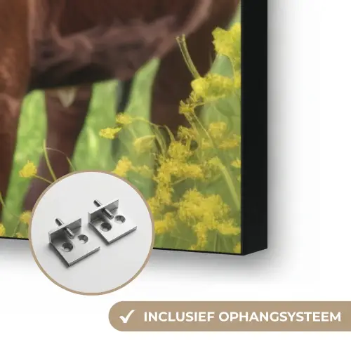 Koe - Weide - Bloemen Textielframe zwart klein -USP_ophangsysteemNL