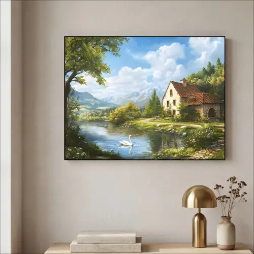 Zwaan - Bomen - Rust Textielframe - compleet frame klein -sfeer2