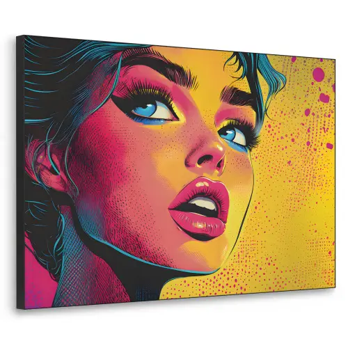 Close-up - Vrouwengezicht - Stippen - Geel Textielframe zwart klein -3d