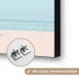 Palmboom - Strandhuis - Roze Textielframe zwart klein -USP_ophangsysteemNL