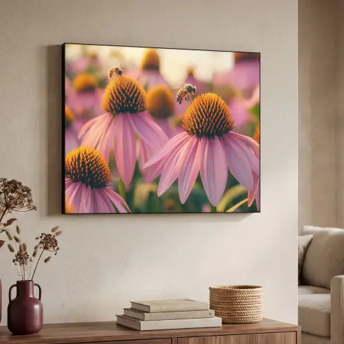 Bloemen - Paars - Bijen Textielframe - compleet frame klein -sfeer3
