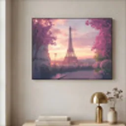 Eiffeltoren - Parijs - Roze Textielframe zwart klein -sfeer2