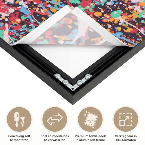 Spat - Abstract - Waterverf - Multi Textielframe zwart klein 947 -USP_closeupNL