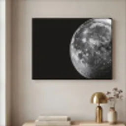 Close-up - Maan - Wit - Textuur Textielframe zwart klein -sfeer2