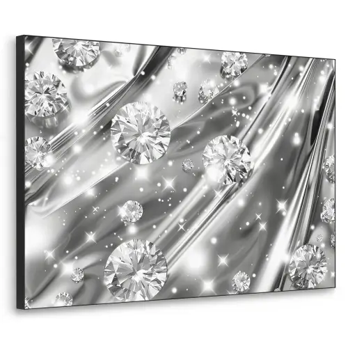 Abstract - Diamant - Luxe - Modern - Zilver Textielframe zwart klein -3d