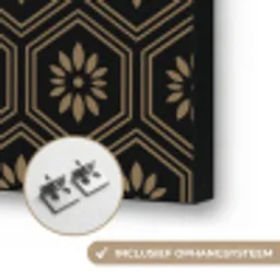 Bloemen - Goud - Hexagon Textielframe zwart klein 947 -USP_ophangsysteemNL