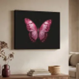 Vlinder - Fuchsia - Grafisch Textielframe - compleet frame klein -sfeer3