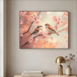 Vogels - Romantic - Bloesemtak Textielframe zwart klein -sfeer2
