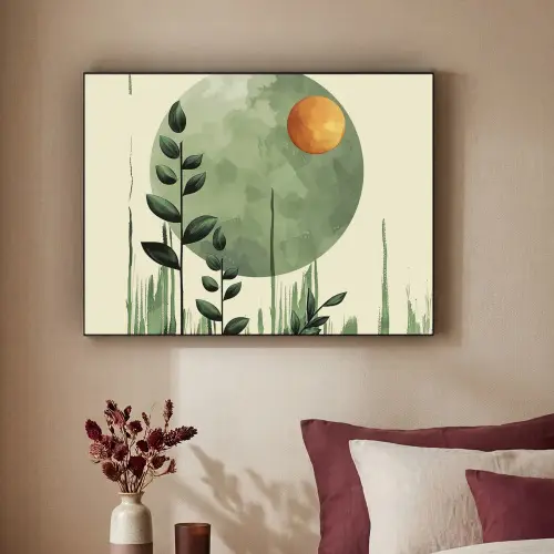 Abstract - Natuur - Kunst - Zon - Modern Textielframe - compleet frame klein -sfeer1