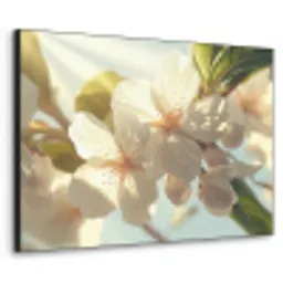 Bloesems - Wit - Zonnestralen -  Bloemblaadjes Textielframe zwart klein -3d
