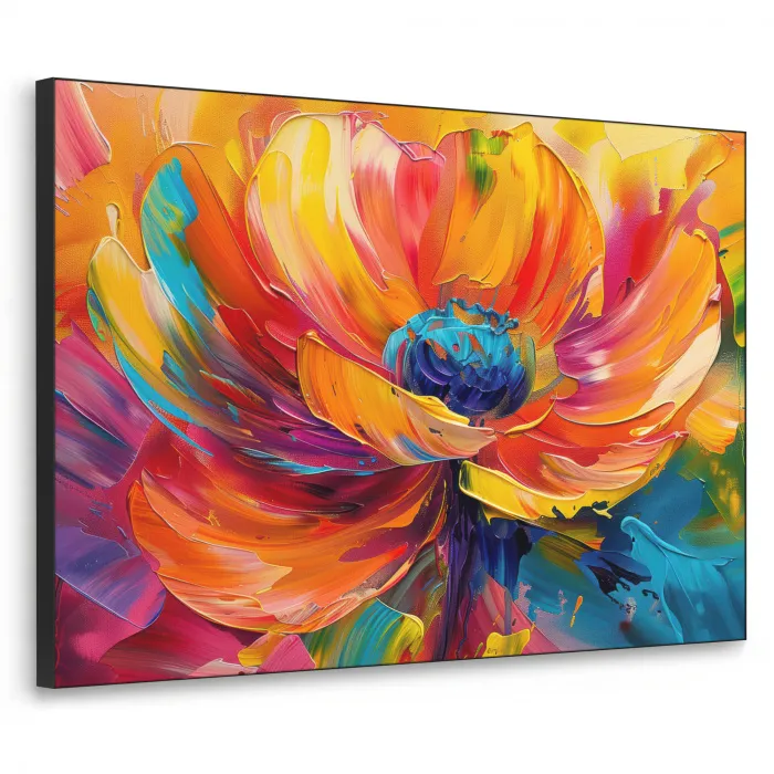 Bloem - Verflook - Modern - Abstract - Kleuren Textielframe - compleet frame klein -3d