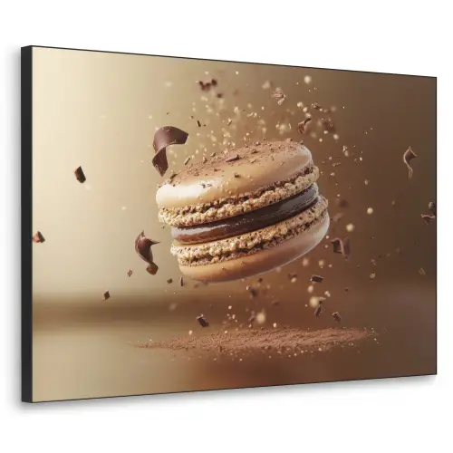Chocolade - Macarons - Eten - Snoep Textielframe zwart klein -3d