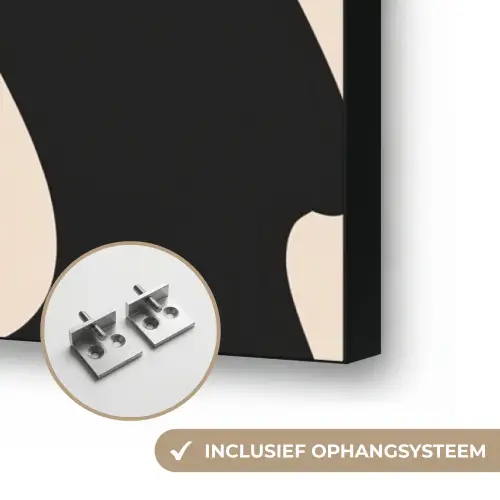 Vlekkenpatroon - Koe - Beige Textielframe zwart klein -USP_ophangsysteemNL