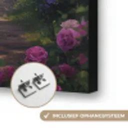 Doorkijk - Rozenboog - Uitzicht - Landschap - Bloemen Textielframe zwart klein -USP_ophangsysteemNL
