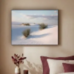 Duinen - Gras - Wolken - Beige Textielframe zwart klein -sfeer1