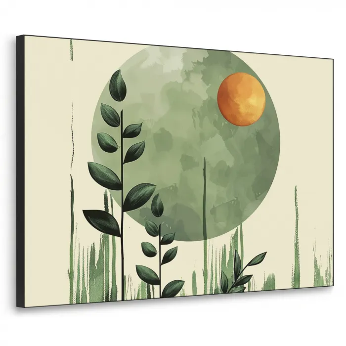 Abstract - Natuur - Kunst - Zon - Modern Textielframe - compleet frame klein -3d