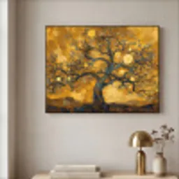 Boom - Levensboom - Abstract - Goud Textielframe - compleet frame klein -sfeer2