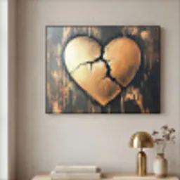 Gebroken hart - Goud - Houtlook - Liefde Textielframe - compleet frame klein -sfeer2