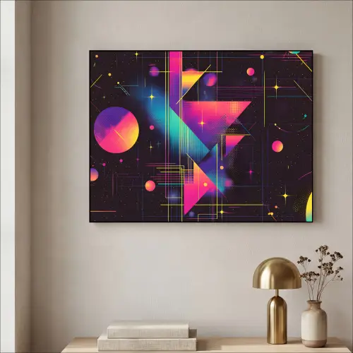 Driehoeken - Cirkels - Abstract - Sterren Textielframe - compleet frame klein -sfeer2