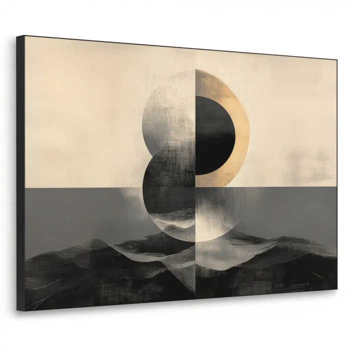 Cirkels - Schaduw - Abstract Textielframe - compleet frame klein -3d