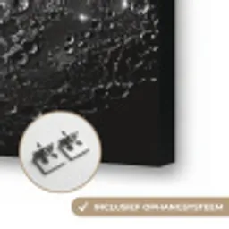 Close-up - Maan - Wit - Textuur Textielframe zwart klein -USP_ophangsysteemNL
