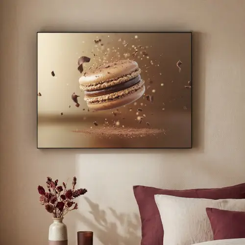 Chocolade - Macarons - Eten - Snoep Textielframe zwart klein -sfeer1