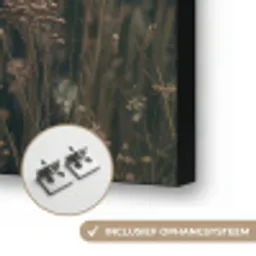 Wolf - Bloemen - Natuur Textielframe zwart klein -USP_ophangsysteemNL