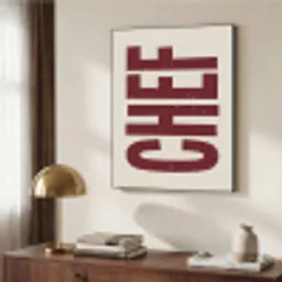 Chef - Rood - Japandi - Vintage Textielframe zwart klein -sfeer3