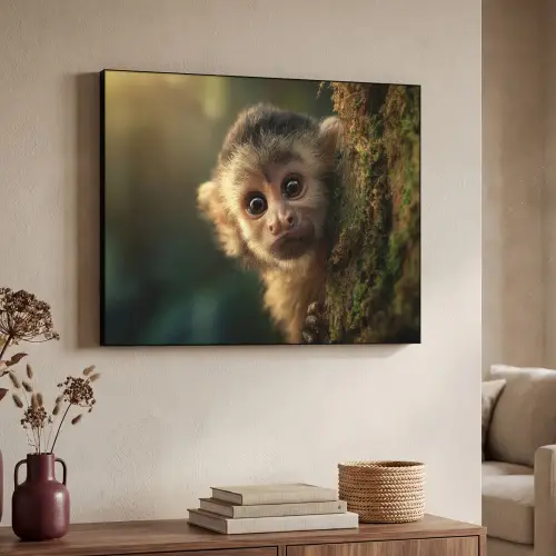 Aap - Boomstronk - Bruin Textielframe - compleet frame klein -sfeer3
