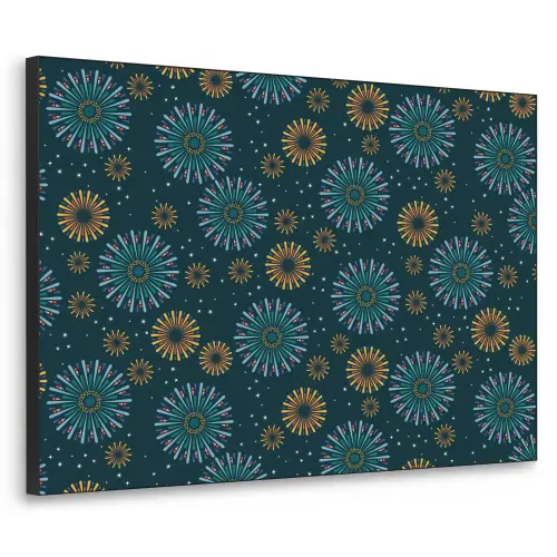 Blauw - Patroon - Retro Textielframe zwart klein 947 -3d