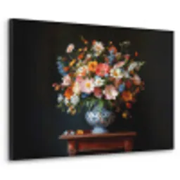 Boeket - Roze - Bloemen - Vaas Textielframe - compleet frame klein -3d
