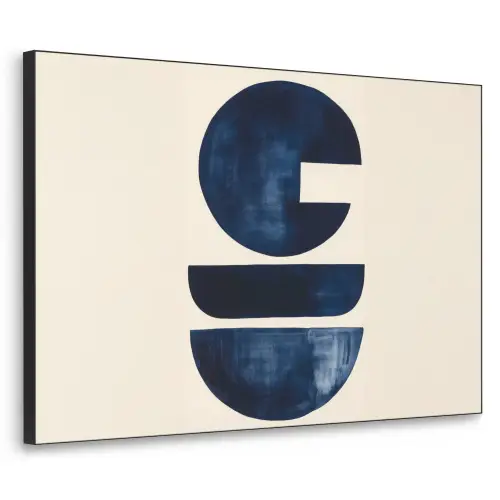 Vormen - Blauw - Abstract Textielframe - compleet frame klein -3d