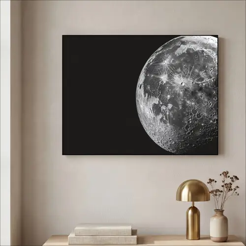 Close-up - Maan - Wit - Textuur Textielframe - compleet frame klein -sfeer2