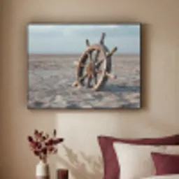Scheepsstuur - Hout - Bruin - Zand Textielframe - compleet frame klein -sfeer1