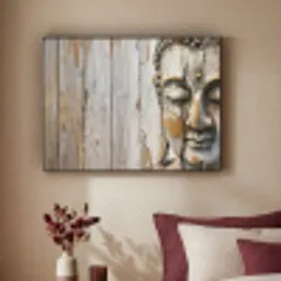 Boeddha - Houtlook - Modern - Industrieel Textielframe - compleet frame klein -sfeer1
