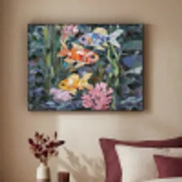 Vissen - Koraal - Zee - Mozaïek Textielframe zwart klein -sfeer1