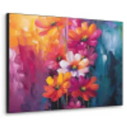 Felle bloemen - Dynamisch - Levendig Textielframe zwart klein -3d