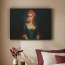 Vrouw - Portret - Kauwgombel Textielframe zwart klein -sfeer1