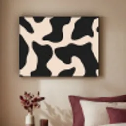 Vlekkenpatroon - Koe - Beige Textielframe zwart klein -sfeer1
