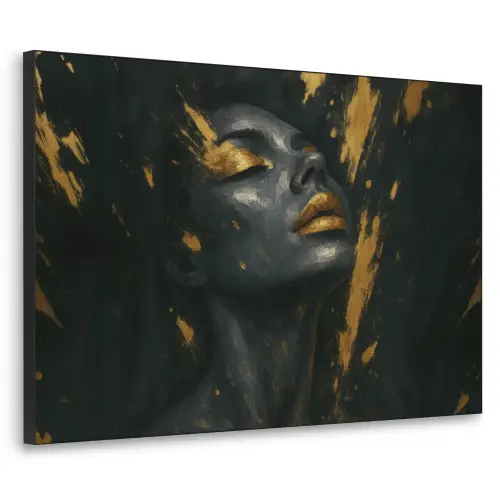 Gezicht - Vrouw - Verfspatten - Abstract Textielframe - compleet frame klein -3d